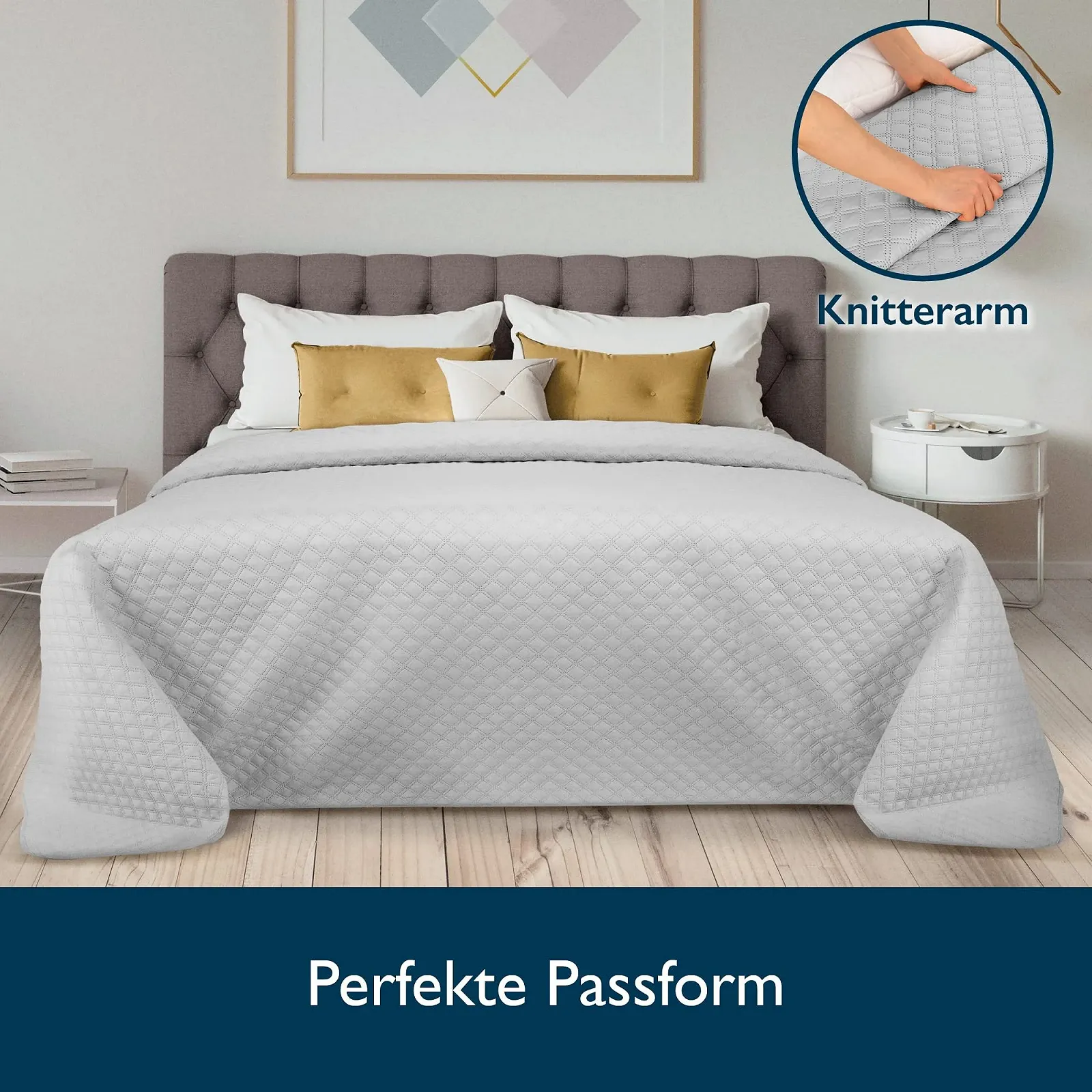 Покривало Beautissu Olivia 240 x 220 см, стьобане, сіро-світле, фото №6