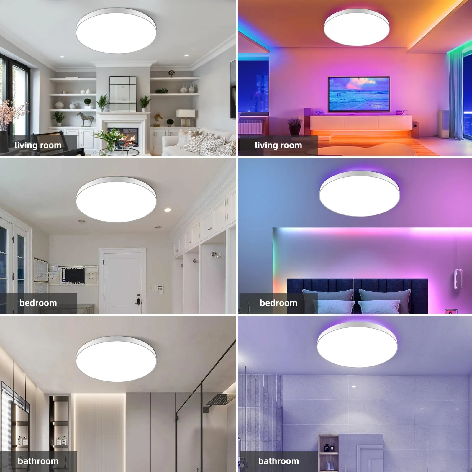 Светильник Horevo Smart 28 W LED WiFi с пультом ДУ, совместимый с Alexa Google Home, 28 см, регулируемая смена цвета для детской комнаты, спальни, гостиной, фото №5