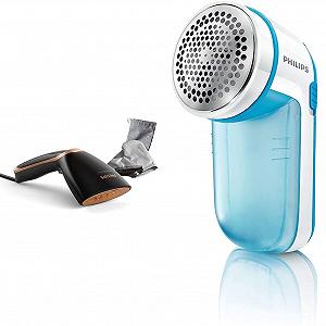 Вертикальний відпарювач Philips Steam & Go GC365/80 1300W Black/Gold та машинка для видалення катишків Turquoise - Фото 1