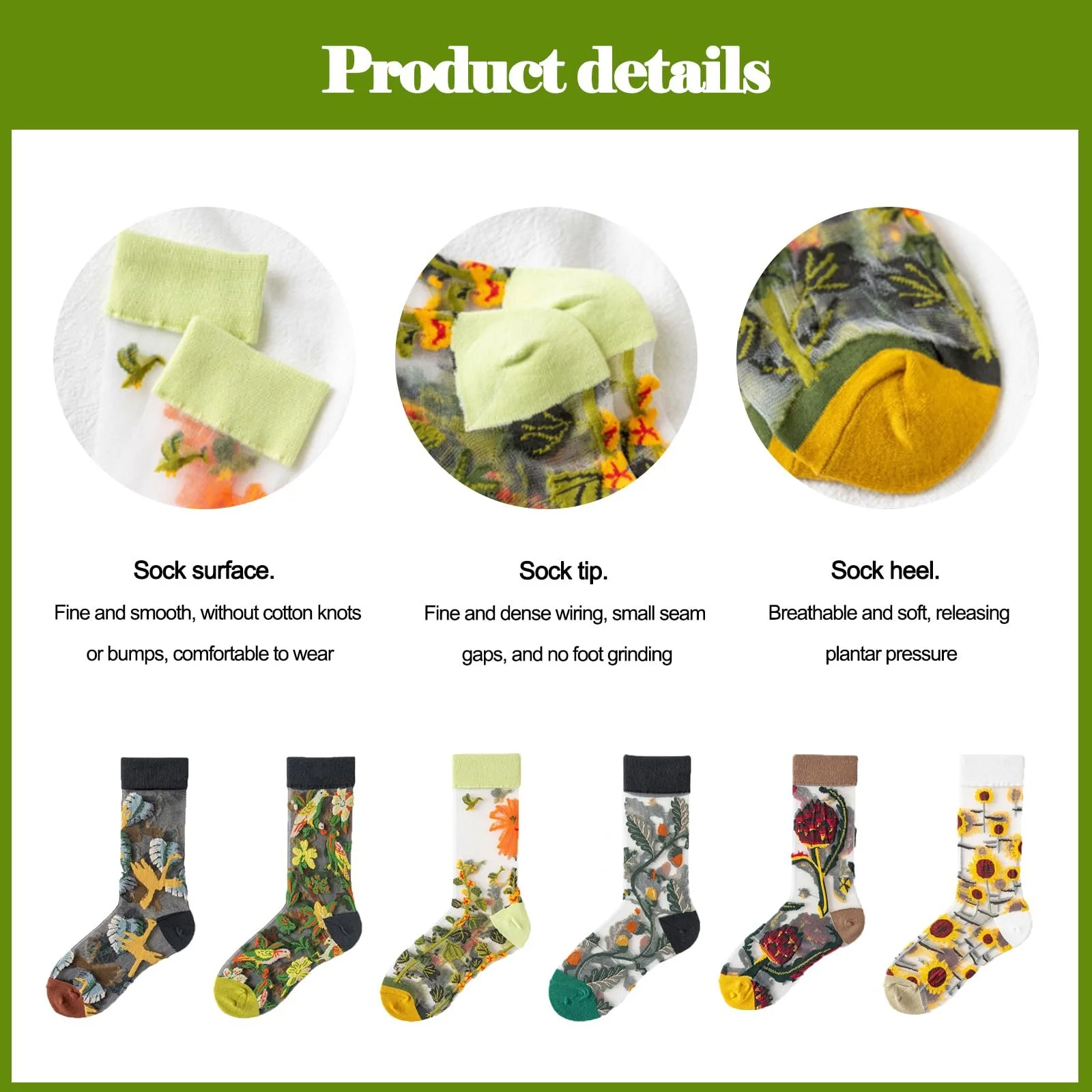 Комплект шкарпеток 6 шт. Жіночі шкарпетки з малюнком, фото №3