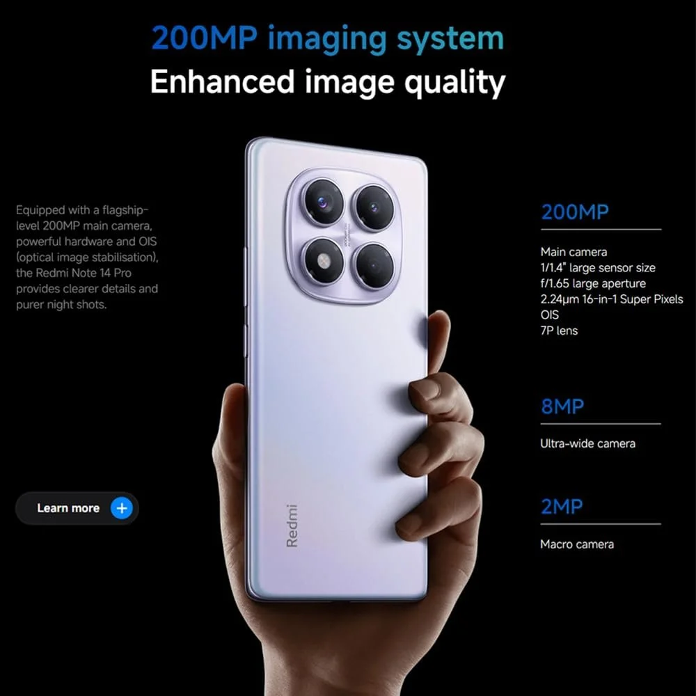 Смартфон Xiaomi Redmi Note 14 Pro 8/256 ГБ 5500 мАг 6.67" AMOLED 120 Гц 200 МП Фіолетовий, фото №2 Смартфон Xiaomi Redmi Note 14 Pro 8/256 ГБ 5500 мАг 6.67" AMOLED 120 Гц 200 МП Фіолетовий, фото №2