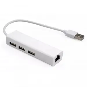 Концентратор Vinga 3xUSB2.0 RJ45 100Mbps VCP2H3USB2LANWH - Фото 1