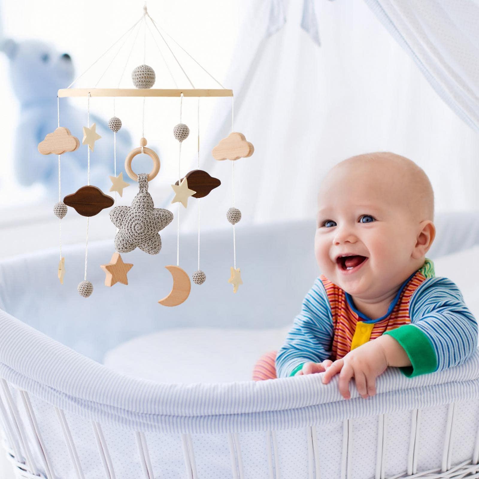 Карусель на ліжечко Sloane Wind Chime Rattle для дитячого ліжечка, підвіска в дитячу кімнату, дерев'яний орнамент з дерев'яними бусинами та фетровими кулями, фото №3