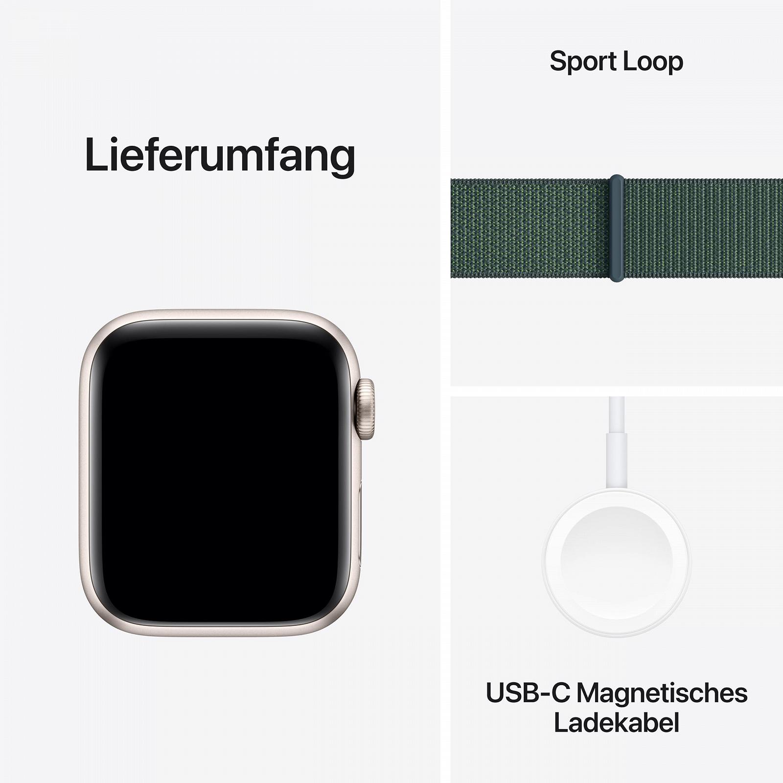 Смарт-годинник Apple Watch SE (2nd Generation) GPS + Cellular 40 мм, алюмінієвий корпус, колір Полярна зірка, спортивний ремінець, колір Морська хвиля (One Size), фото №6