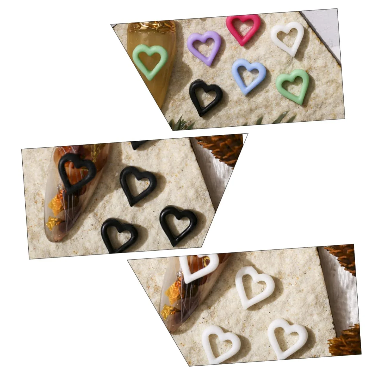 Наклейки для декору нігтів Прикраса для нігтів Серце POPETPOP, 100 шт, підвіски-кабошони з помпонами, плоскі стрази у формі серця, желеподібні прикраси для нігтів, каваї епоксидна смола, 3D міні, фото №2