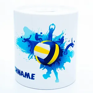 Копилка Волейбол персонализированная керамическая белая 300 г - Фото 1