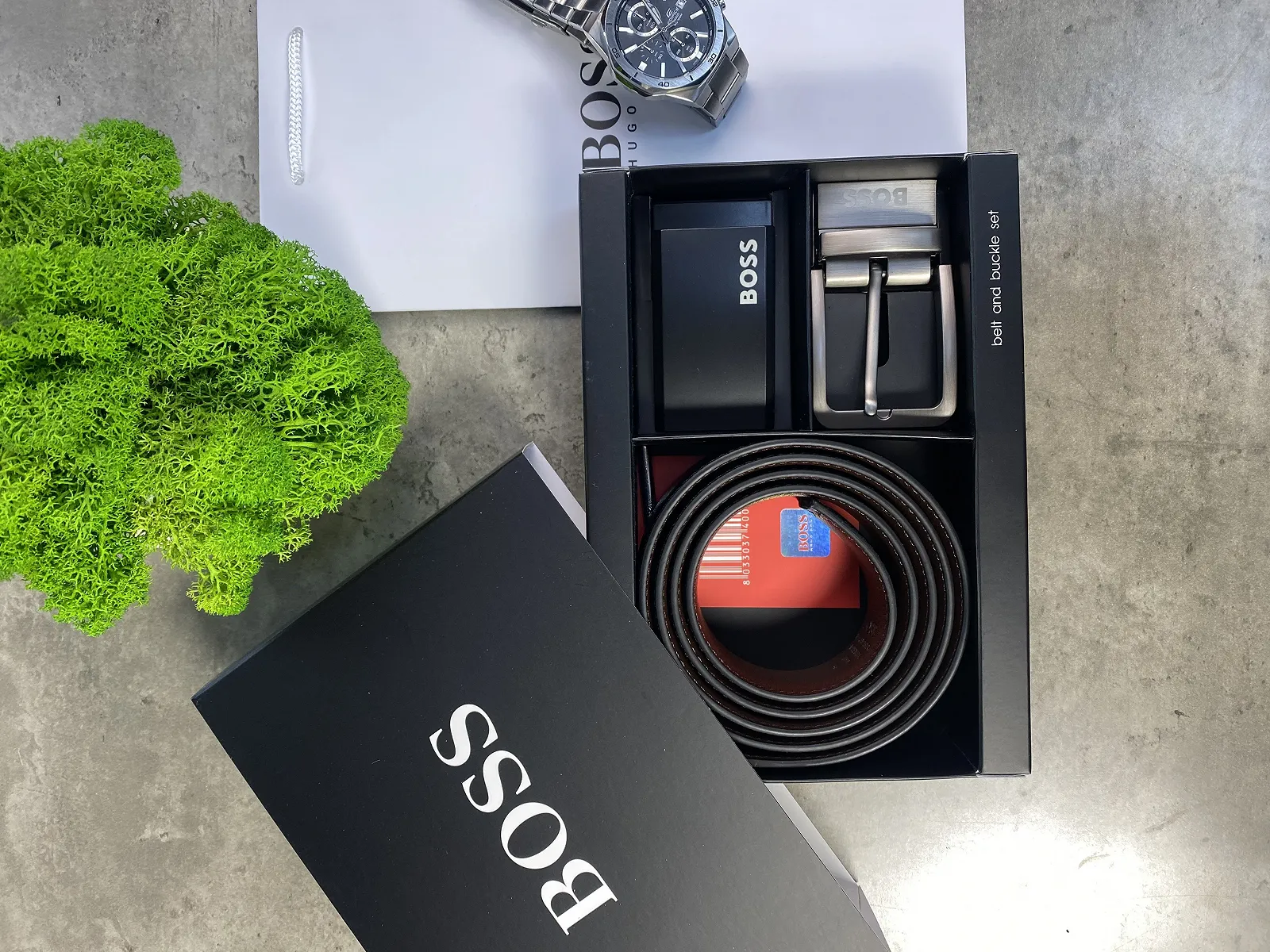 Подарочный набор с кожаным ремнем Boss с двумя сменными пряжками Босс, фото №9
