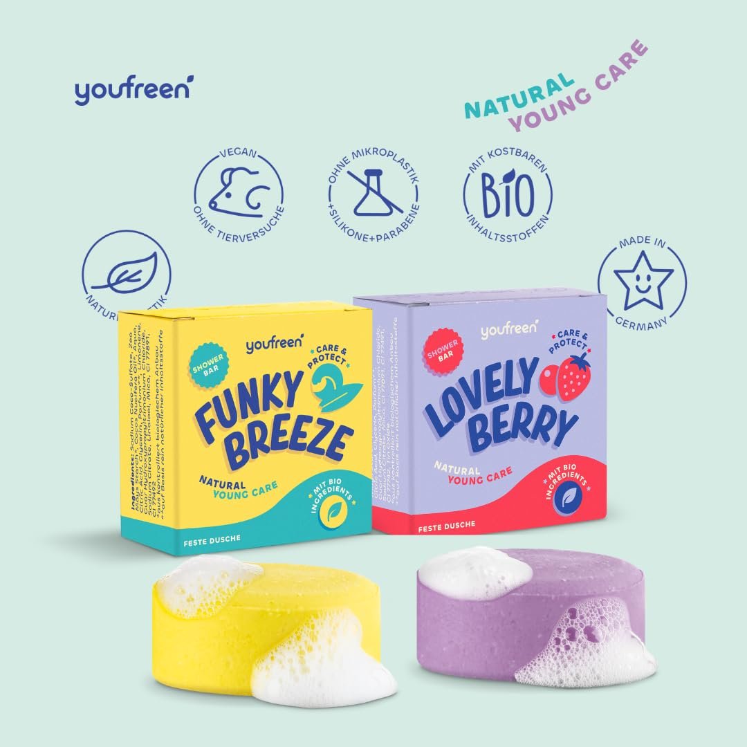 Твердый гель для душа youfreen Mix с органическим кокосовым маслом 2 x 75 г, фото №3