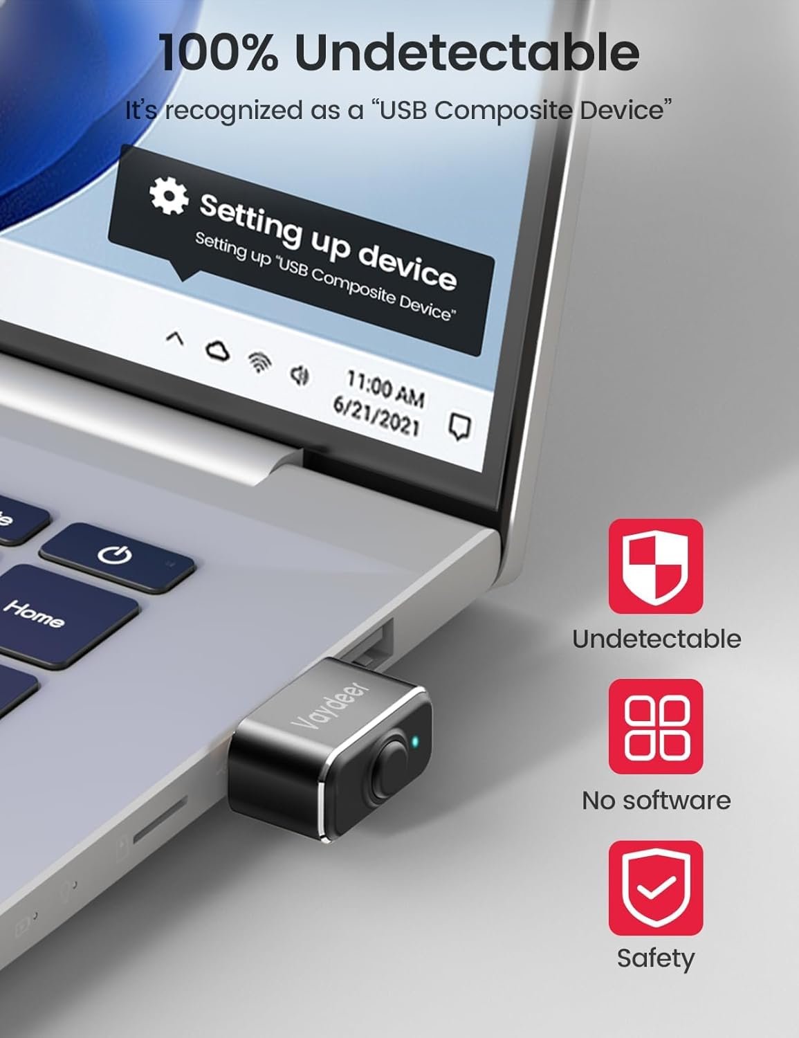 Вигглер шейкер симулятор для мыши Vaydeer Accurate USB Mouse Jiggler Black, фото №2