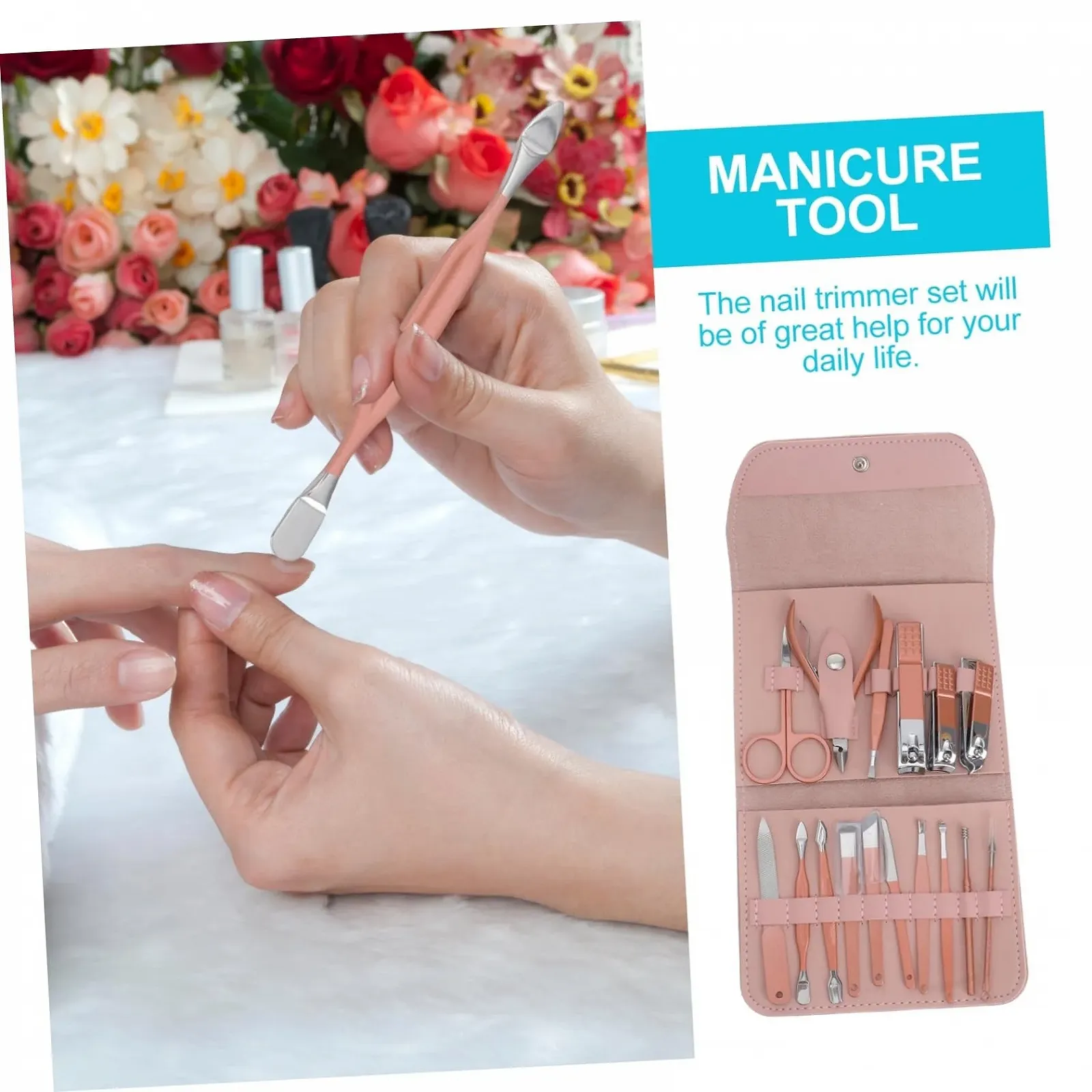 Набор для маникюра PACKOVE 16 шт. с кусачками, пилочкой и инструментами из нержавеющей стали для профессионального ухода, фото №7