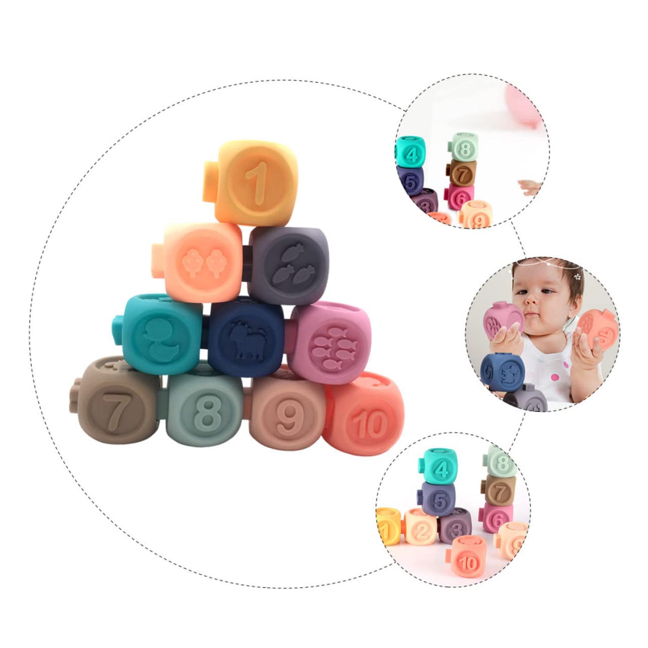 Игрушка PHENOFICE 1 Set Digital Building Blocks Chew Toy для детей Soft Rubber, фото №3