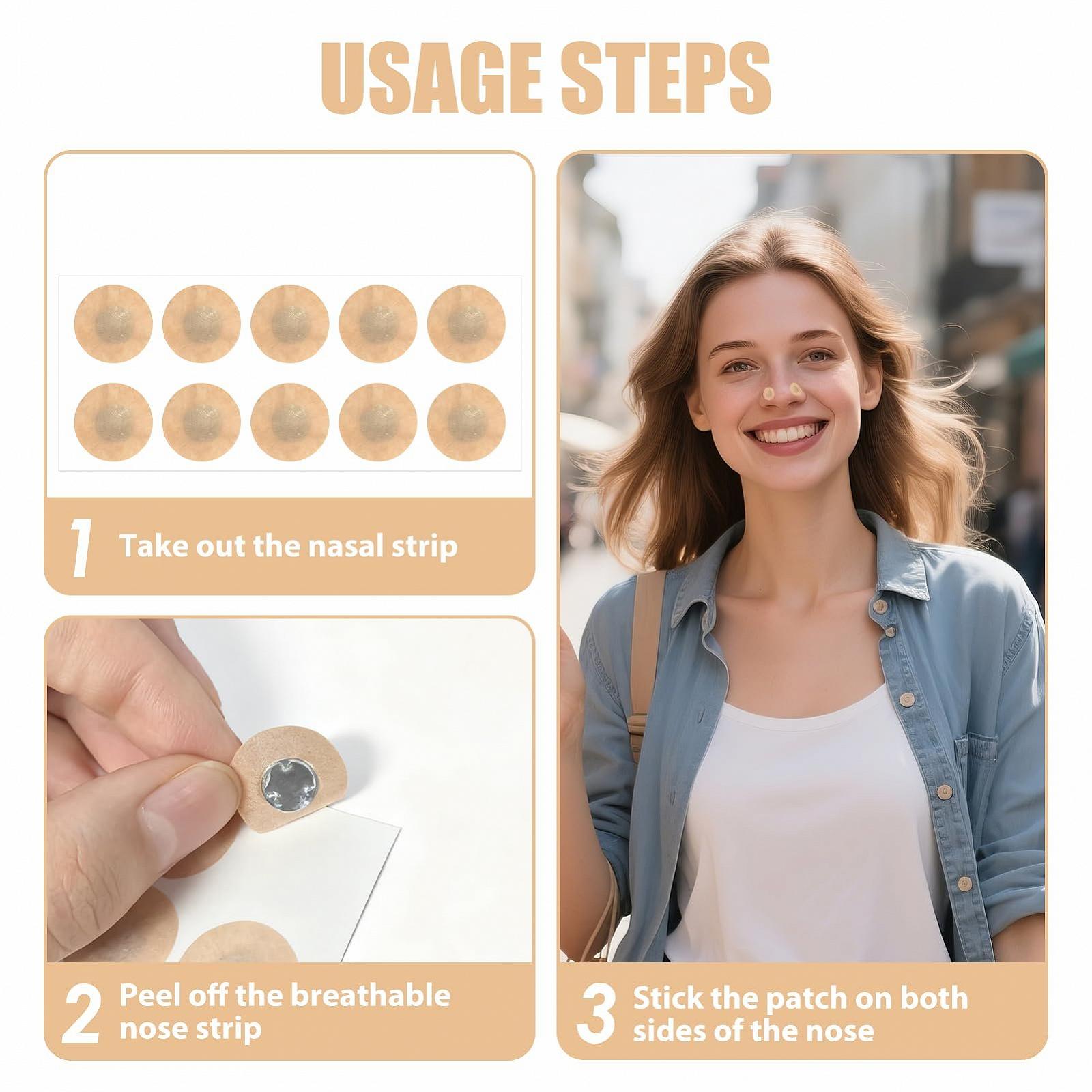 Магнітні пластирі для носа 60-Day, пачка 120 штук, дихаючі, фото №5