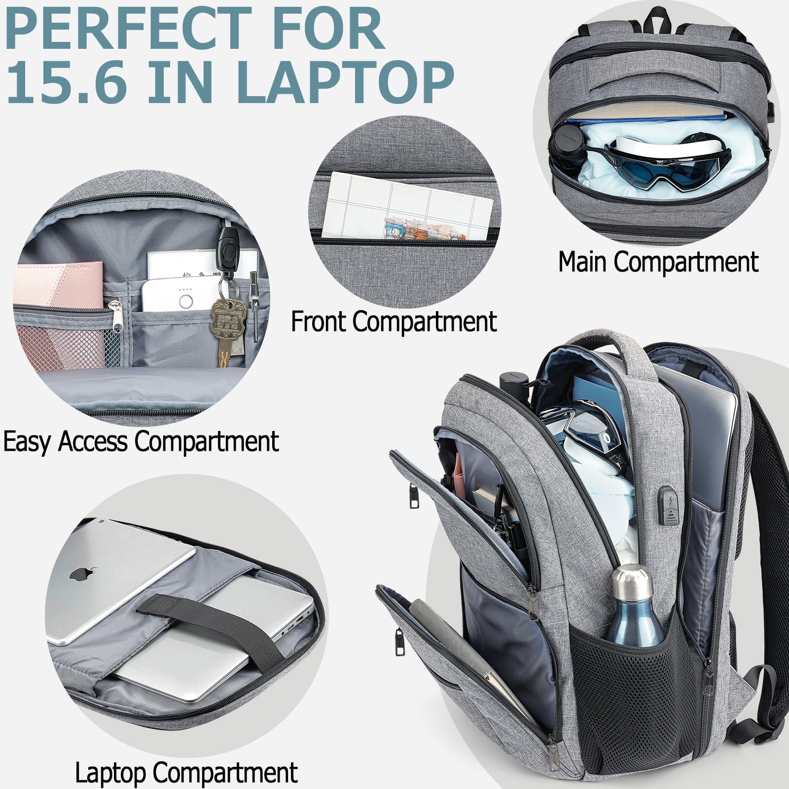 Рюкзак BIKROD 15.6" USB Anti-Theft 20-35 L Black, фото №2