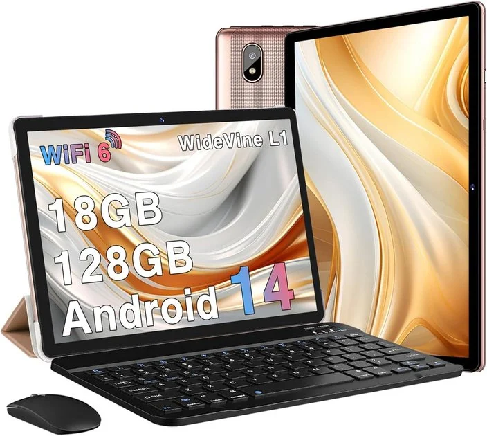 Планшет DMOAO D3 10.1" (4+14)/128 ГБ / 8 ядер Android 14 6000 mAh Black-gold, фото №1