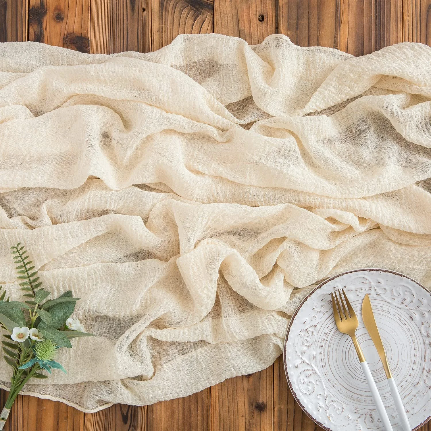 Ранер для столу Muslin Cheesecloth Fabric 300 x 80 см Beige Cream, фото №1 Ранер для столу Muslin Cheesecloth Fabric 300 x 80 см Beige Cream, фото №1