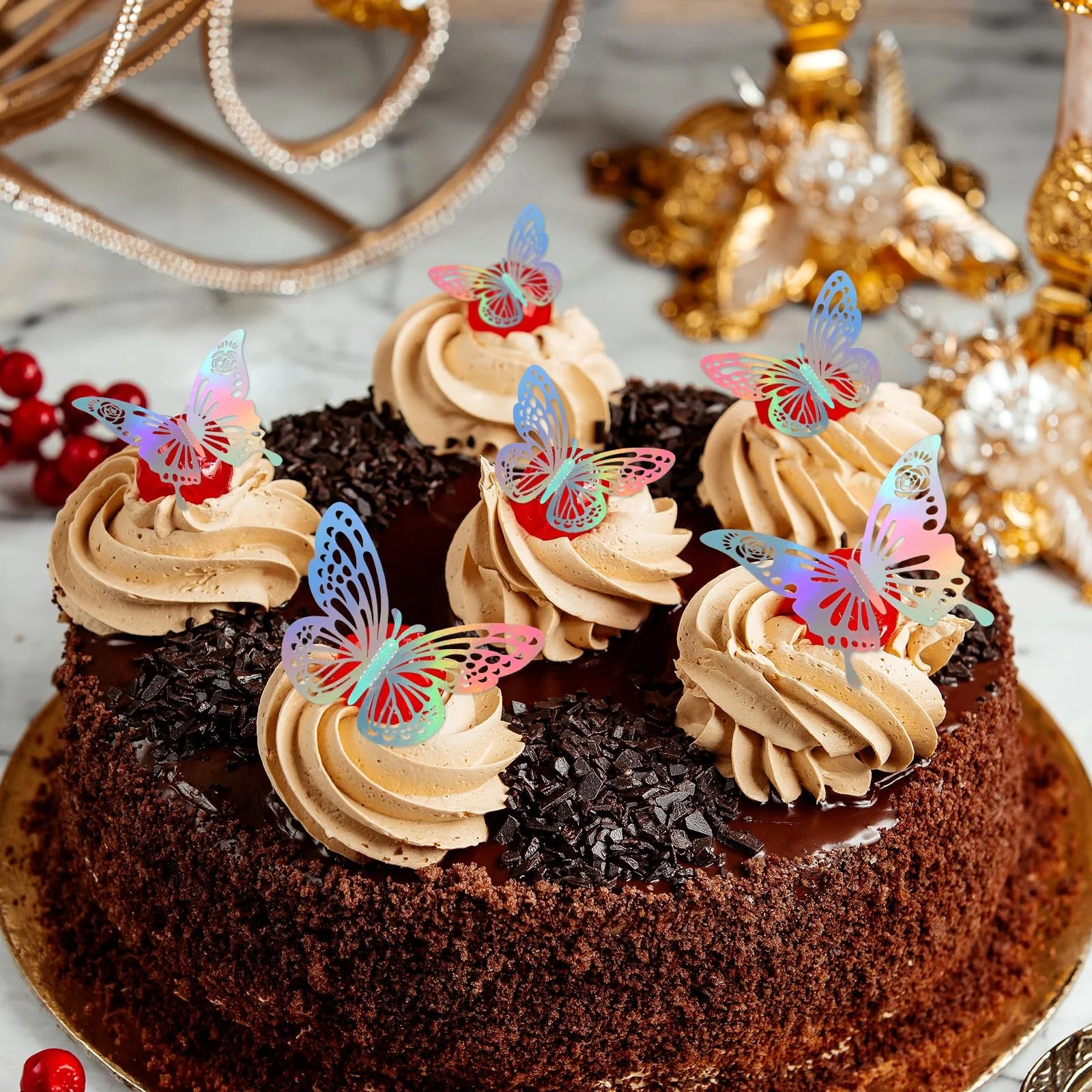 Декоративні 3D метелики 48 штук 2 стилі 3 розміри лазерні наклейки на стіну для дня народження та дитячої кімнати, фото №4