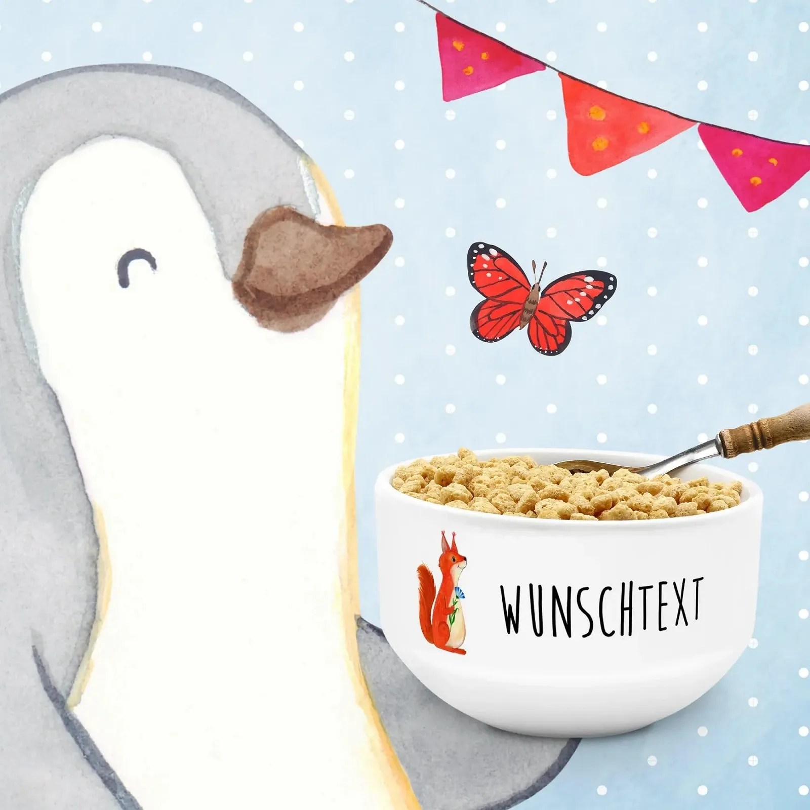 Миска для завтрака Mr. & Mrs. Panda Персонализированная Белка Цветок, фото №2