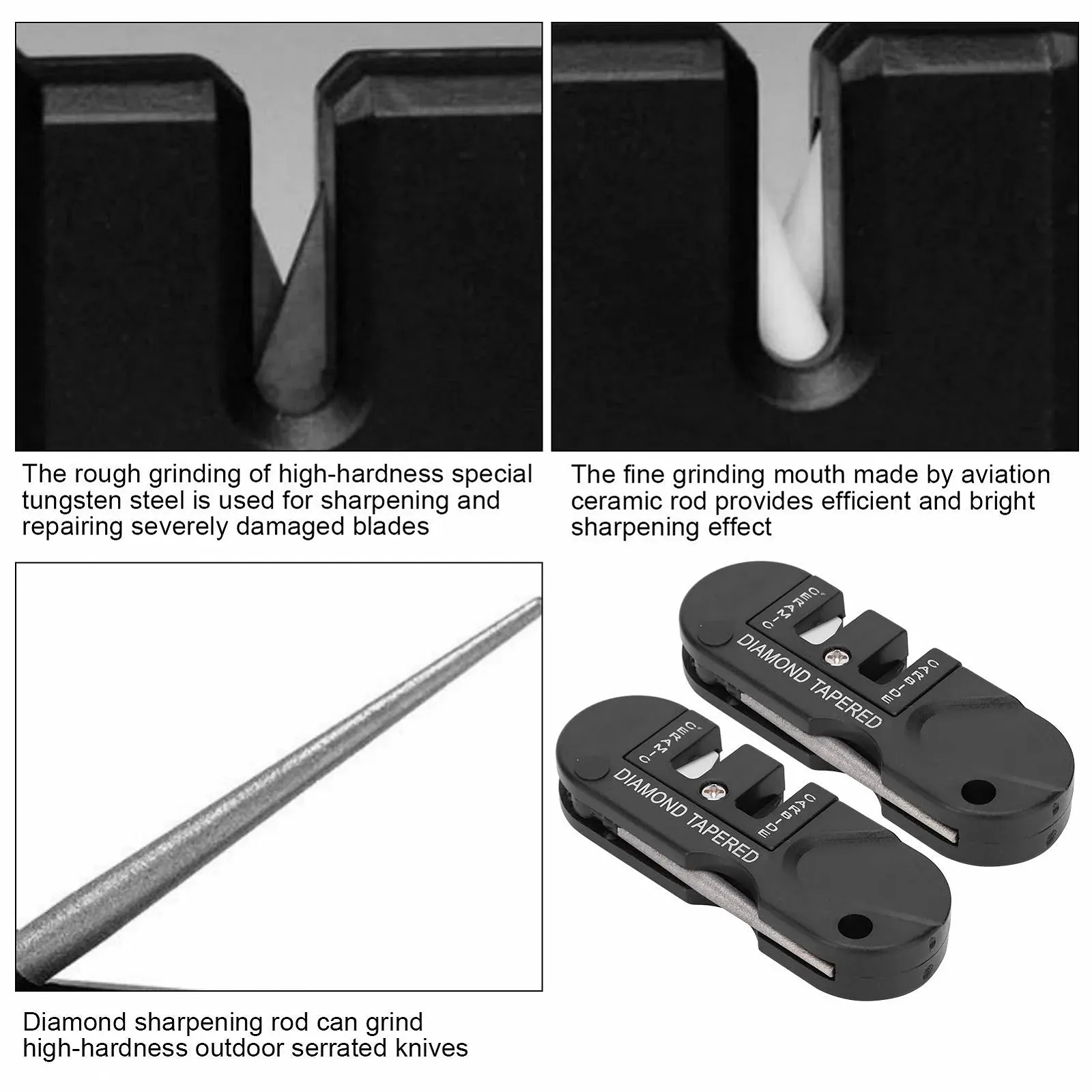 Точило для ножів кишенькове 4-в-1 портативне багатофункціональне для кемпінгу, фото №5