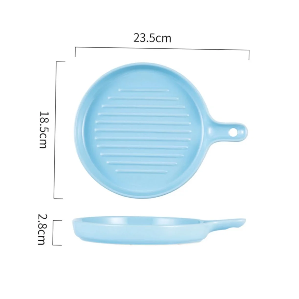 Тарелка для запекания Mobestech Ceramic круглая с ручкой Light Blue, фото №2