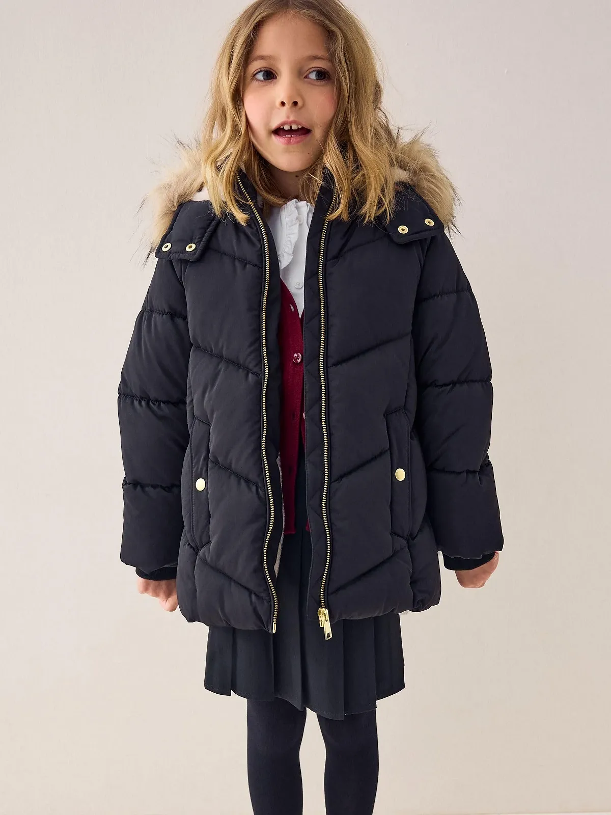 Куртка стьобана Next для дівчинки, водовідштовхувальна, з обробкою зі штучного хутра, фото №5 Куртка стьобана Next для дівчинки, водовідштовхувальна, з обробкою зі штучного хутра, фото №5