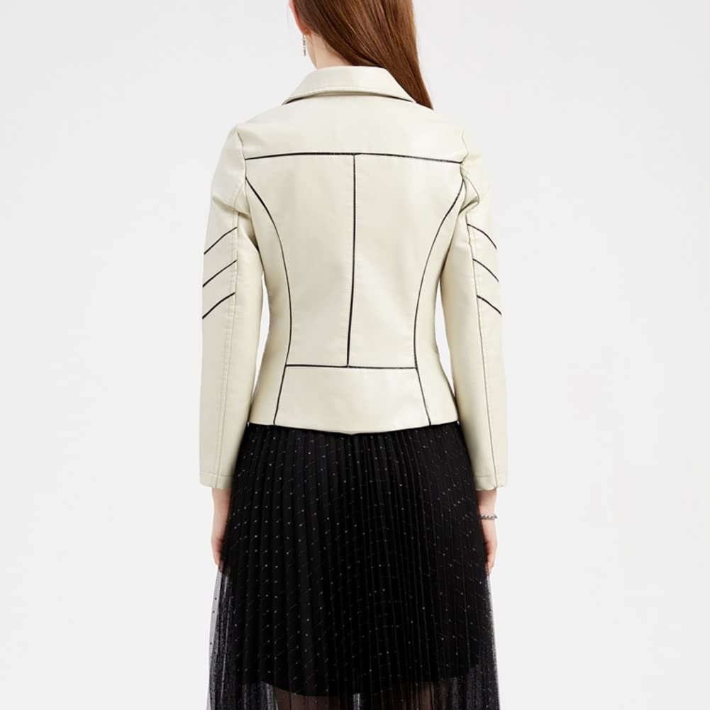 Кожаная Куртка DISSA Slim Short C256N, искусственная кожа, с лацканами, на молнии, мотоциклетная, для весны и осени, фото №6