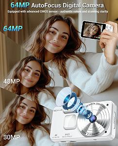 Цифровой фотоаппарат Wevoor 4K 64GB, 64 Мп Автофокус, экран 2.8 дюйма, 18X цифровой зум, мини камера 2000 mAh, черный synthetic.ua - Фото 1