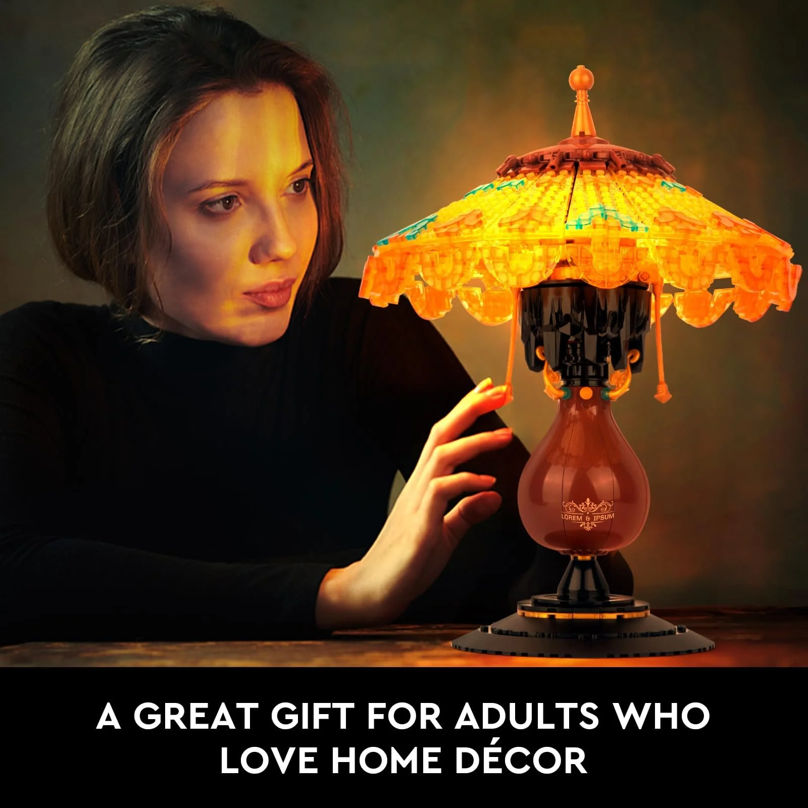 Конструктор-лампа настольная в винтажном стиле HIGH GODO, 804 детали, с LED подсветкой, классическая модель настольной лампы, креативный подарок для коллекционеров, взрослых и подростков, фото №4