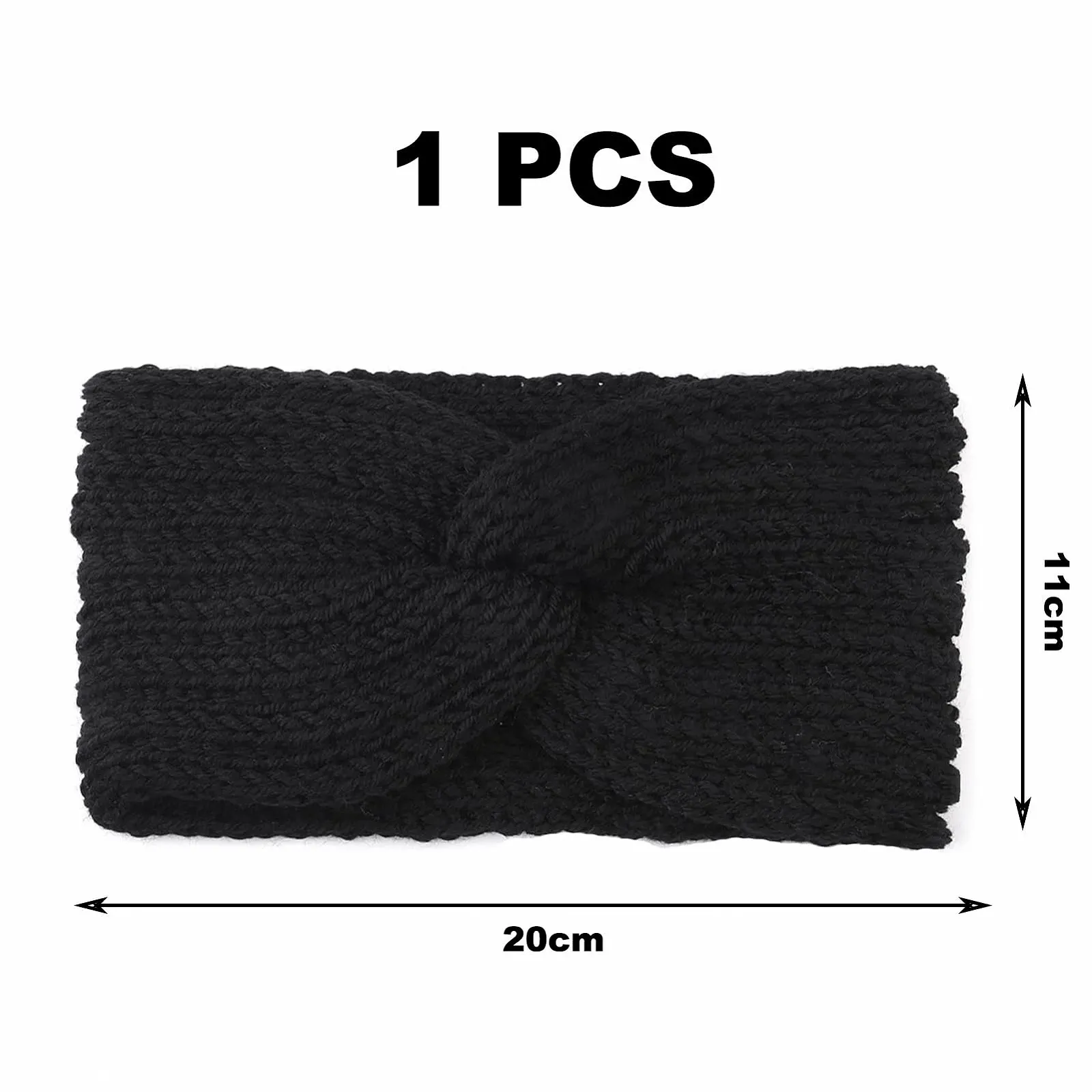 Пов'язка на голову В'язана еластична Чорний, фото №2