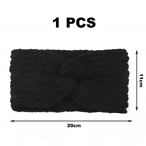 Повязка на голову Вязаная эластичная Черный synthetic.ua - Фото 1