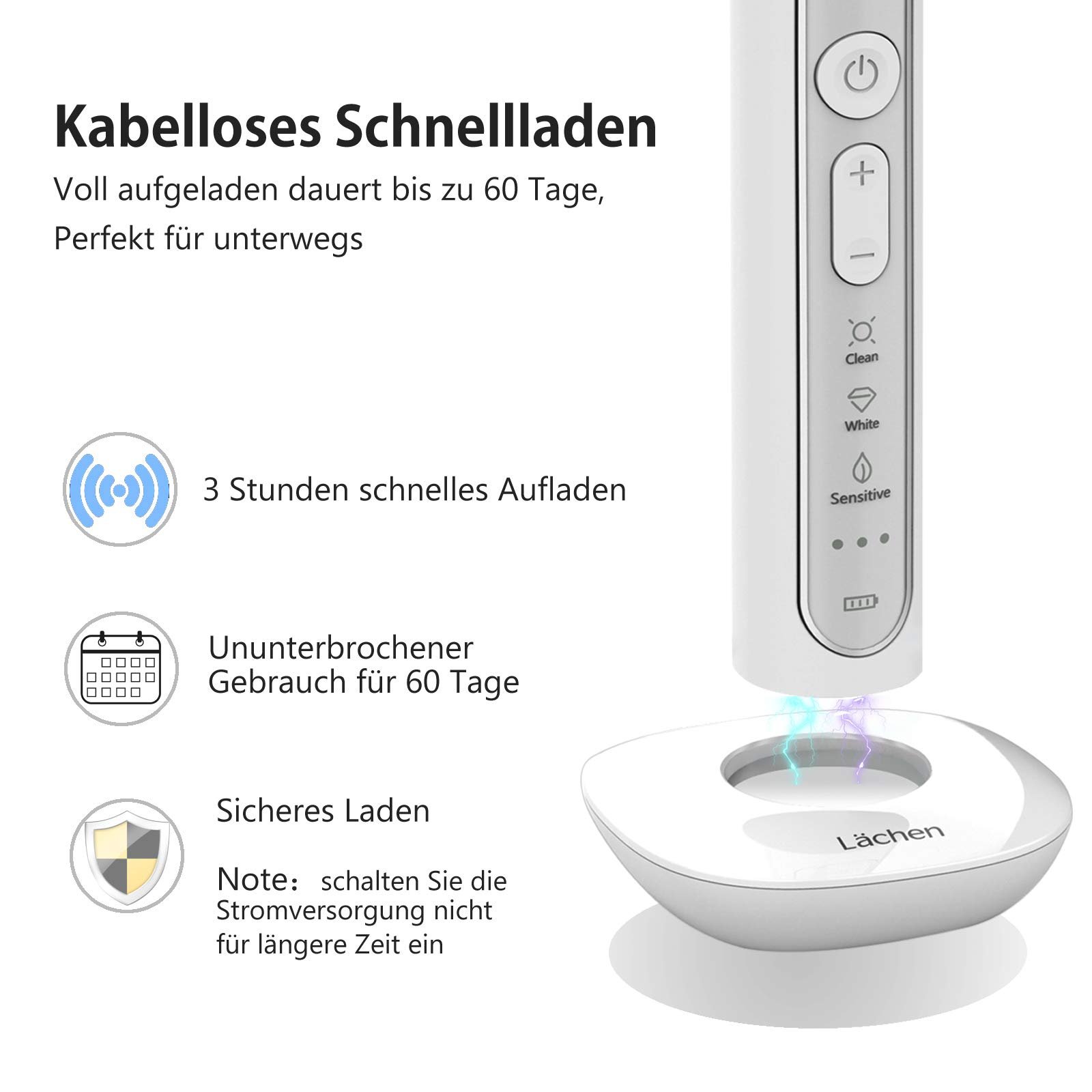 Звукова зубна щітка Lächen 3 режими з дорожнім чохлом, фото №4