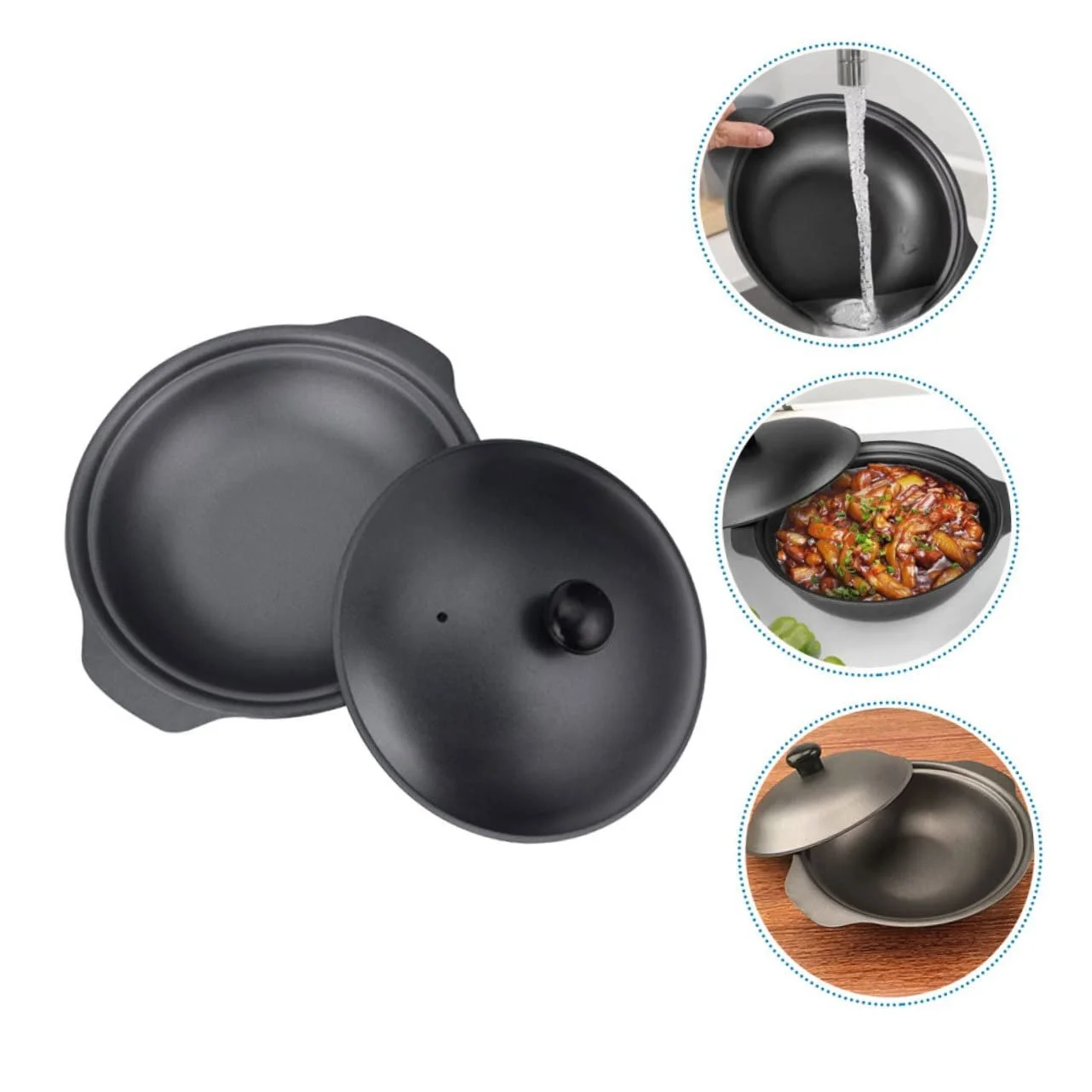 Кастрюля Amosfun Чугунная с крышкой и двойной ручкой, фото №6 Кастрюля Amosfun Чугунная с крышкой и двойной ручкой, фото №6