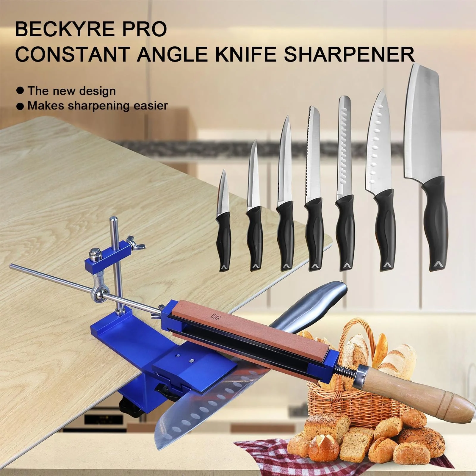 Система для заточування ножів ручна нержавіюча сталь 360° фіксований кут 6 каменів, фото №2