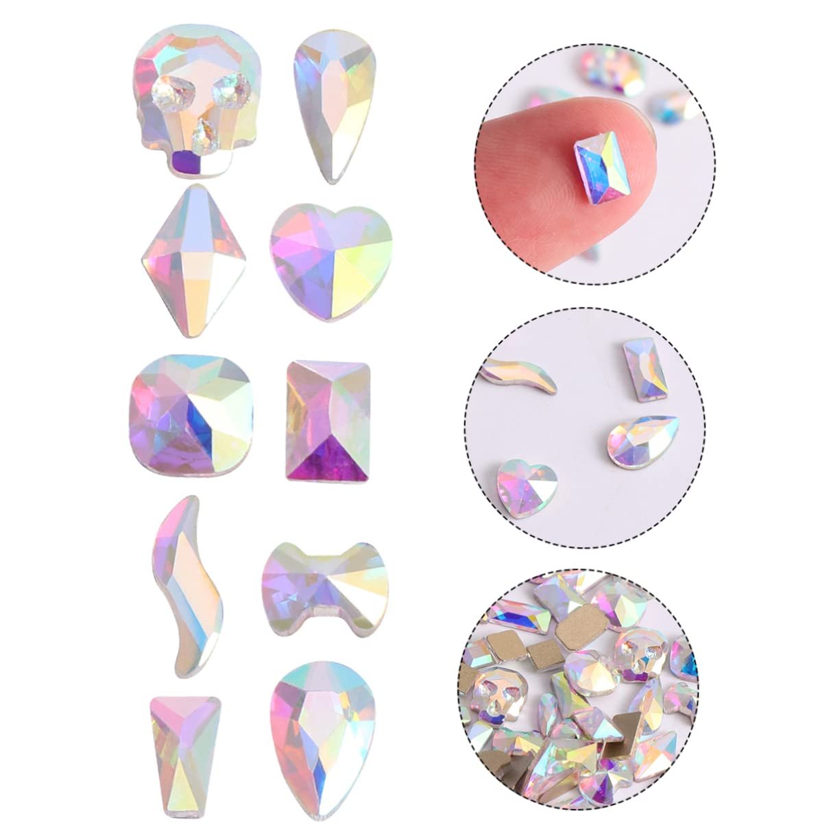 Пласкі Діаманти Пакування з 100 штук Незвичайна Форма для Нігтів, фото №3