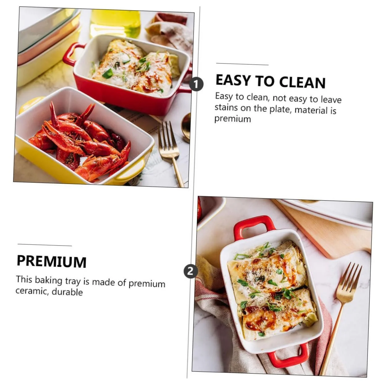 Форма для запекания IMIKEYA керамическая с двойной ручкой Красная, фото №9