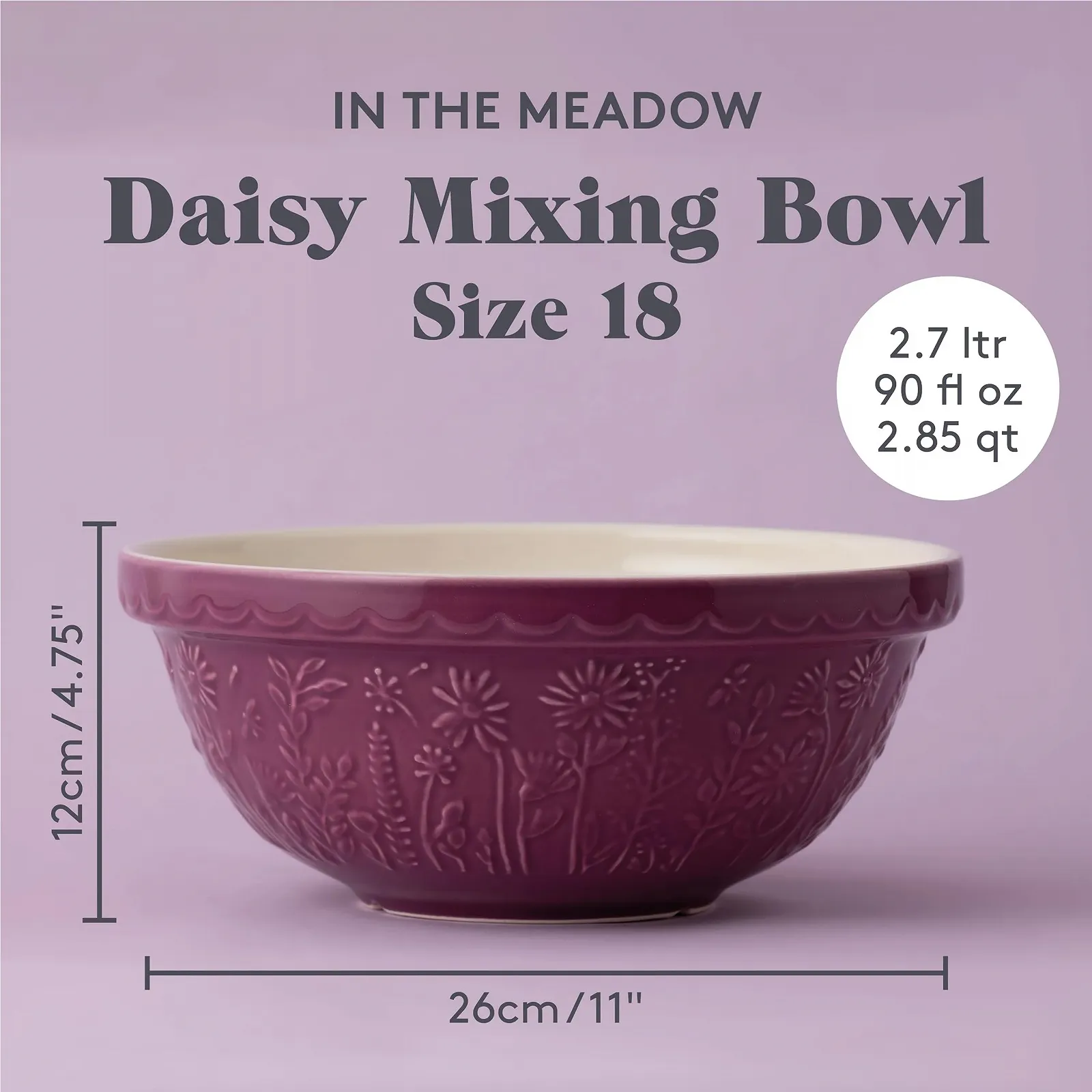 Миска для смешивания Mason Cash IN THE MEADOW каменная керамика 2,7 л 26 см с цветочным мотивом большая, фото №3 Миска для смешивания Mason Cash IN THE MEADOW каменная керамика 2,7 л 26 см с цветочным мотивом большая, фото №3