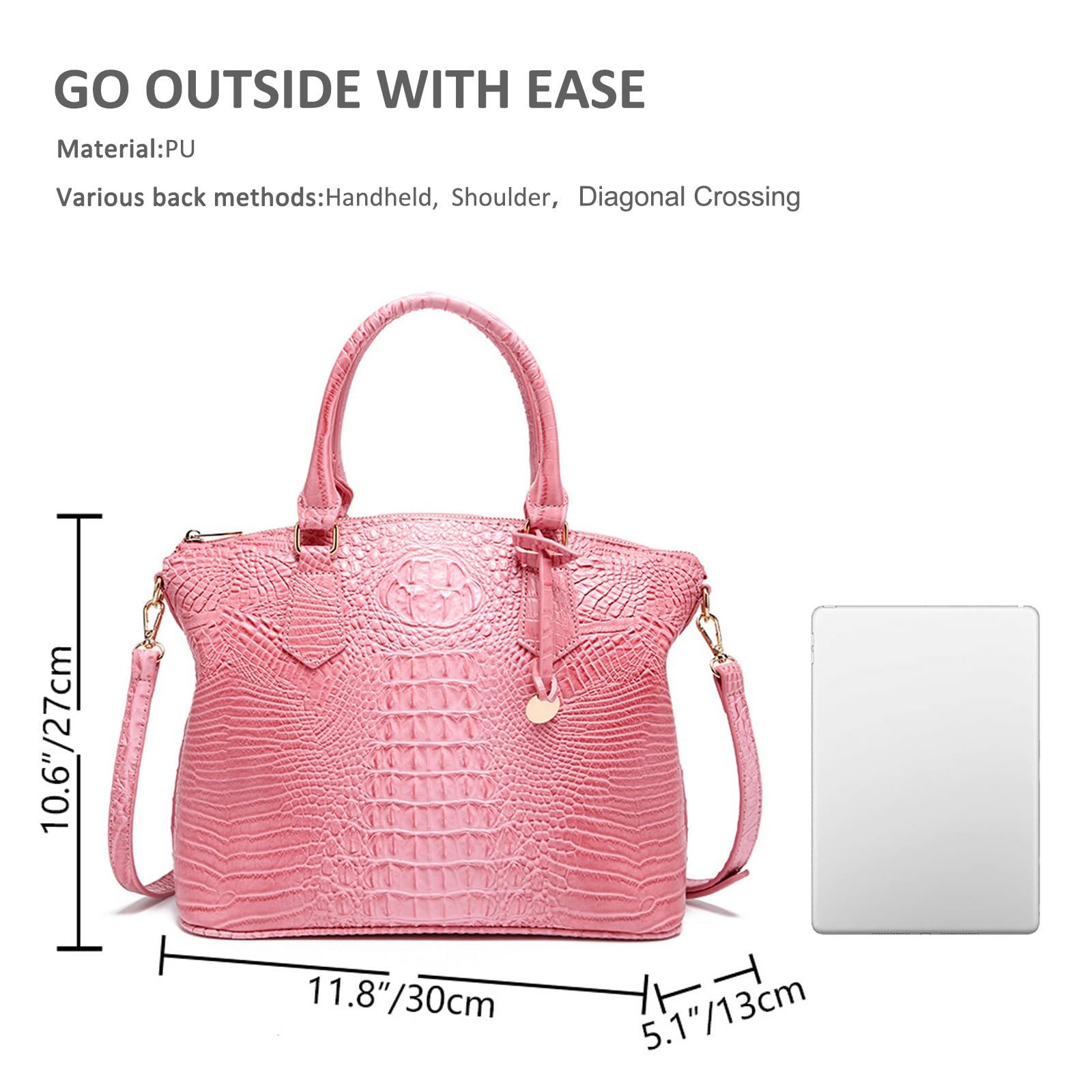 Сумка NICOLE & DORIS Жіноча Середня Крокодилова Сумка Елегантна Сумка на Плече Лакована Шкіряна Сумка Сумка-тоут для Офісу Шопінгу Подорожей, фото №6 Сумка NICOLE & DORIS Жіноча Середня Крокодилова Сумка Елегантна Сумка на Плече Лакована Шкіряна Сумка Сумка-тоут для Офісу Шопінгу Подорожей, фото №6