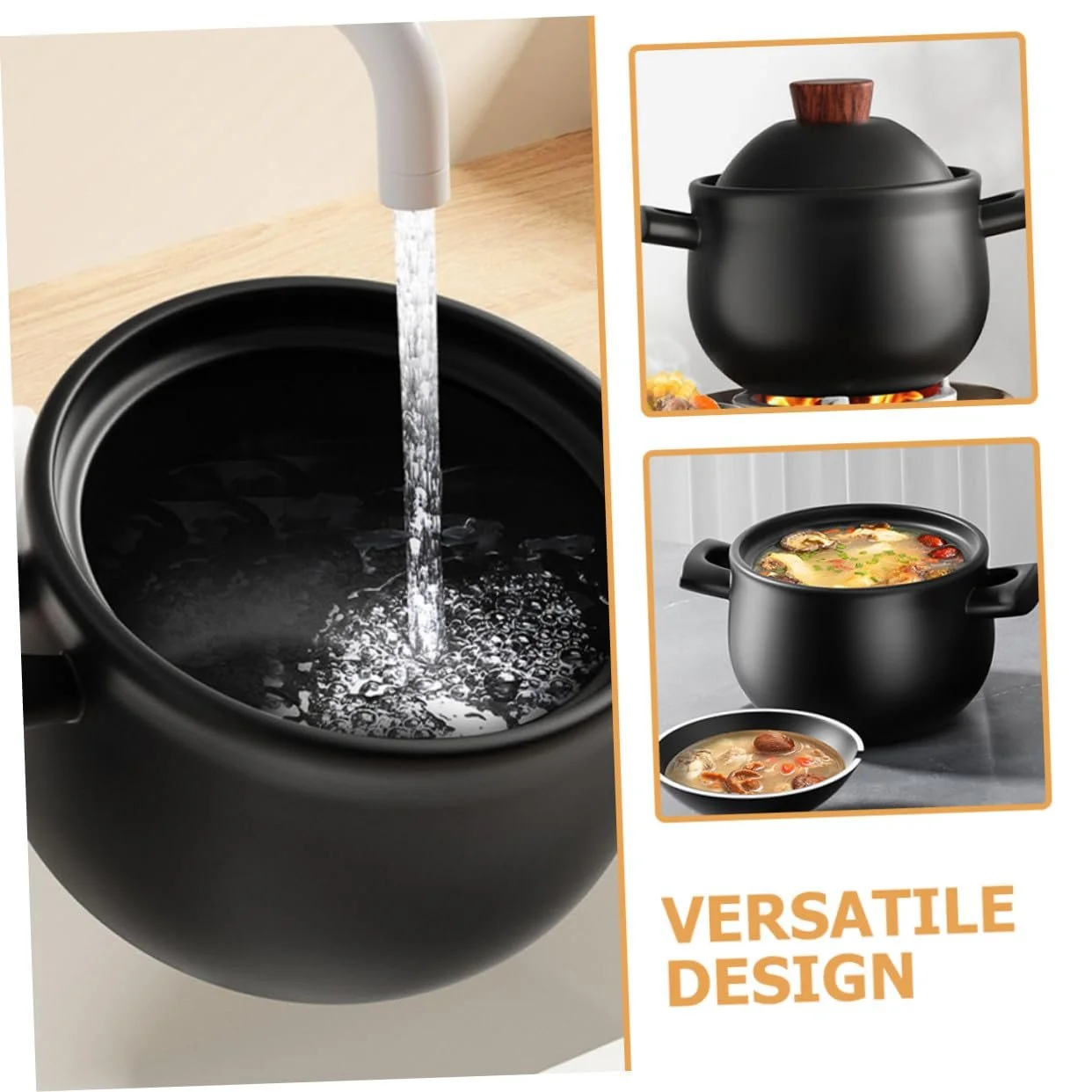 Кастрюля для тушения VALICLUD большая емкость, термостойкая, для газовых плит, фото №5