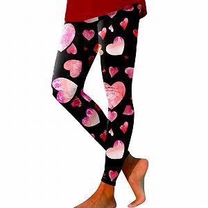 Женские леггинсы на День святого Валентина с забавным узором 2024 Sexy Leggings Plaid Love Heart Print King Queen Couple Holiday Stretchy Tights Compression Tights Festival High Waist Yoga Pants - Фото 1