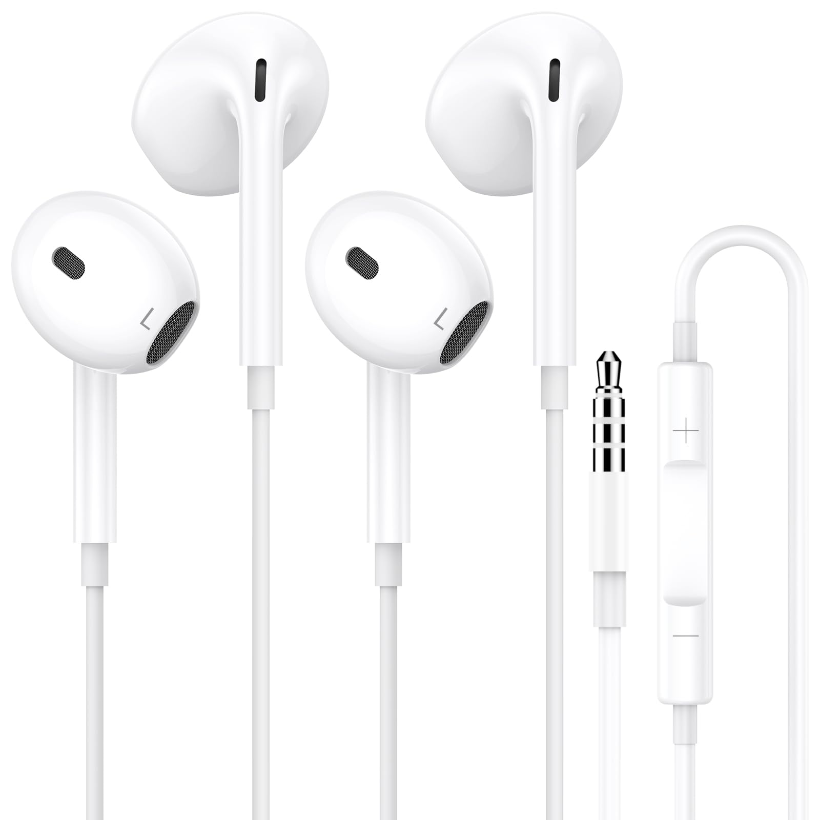 Наушники In-Ear 2 Pack 3.5 мм проводные, HiFi стерео с микрофоном и управлением громкостью для iPhone, Samsung Galaxy, Android, Xiaomi, смартфонов, ноутбуков, MP3/MP4 плееров и др., фото №1