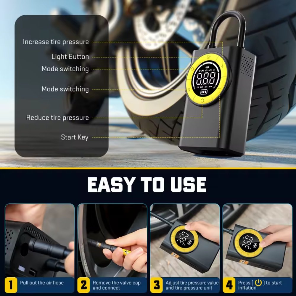 Бездротовий автомобільний компресор Carsun T2198 з функцією ліхтарика та зовнішнього акумулятора, фото №15 Бездротовий автомобільний компресор Carsun T2198 з функцією ліхтарика та зовнішнього акумулятора, фото №15