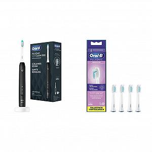 Зубна щітка електрична звукова Oral-B Pulsonic Slim Clean 2000, чорна та змінні насадки для зубної щітки Pulsonic Sensitive, 4 шт, насадка для зубної щітки Oral-B Sonic - Фото 1
