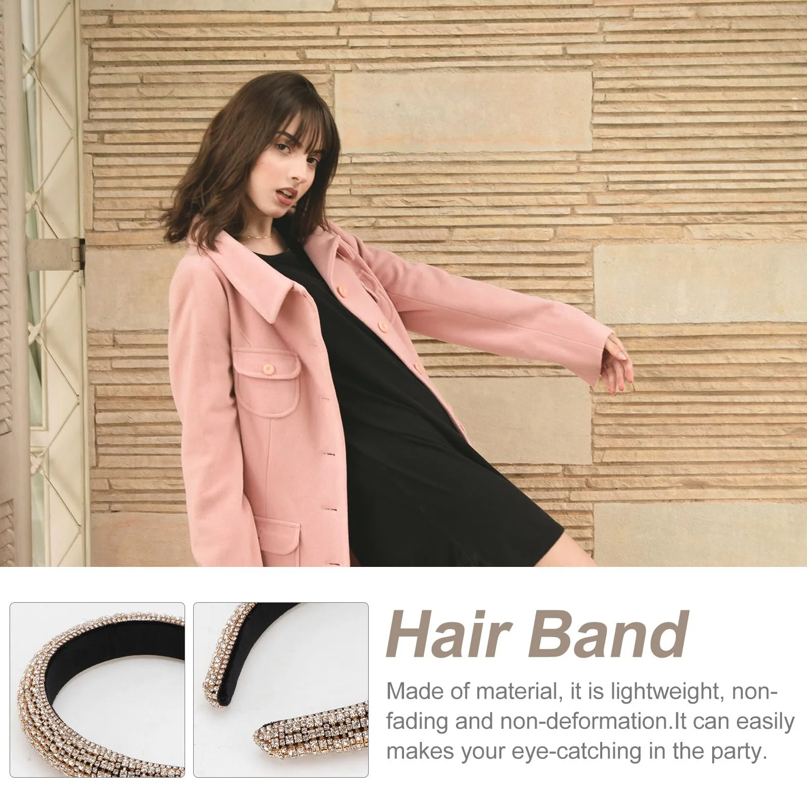 Обруч для волосся Beaupretty з блискітками, стразами, фото №8