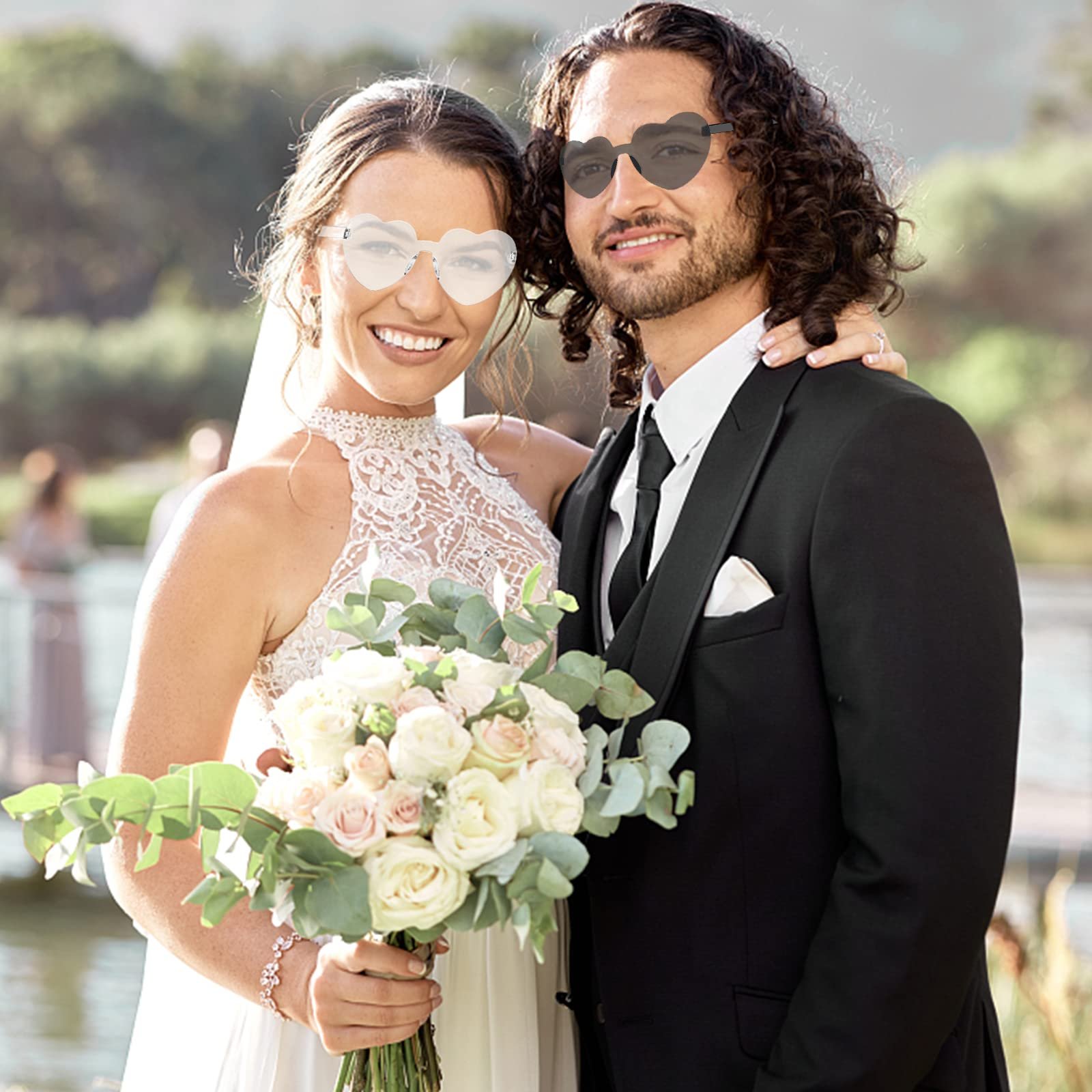 Сонцезахисні окуляри у формі серця, Набір 8 штук, Прозорі ретро, фото №5