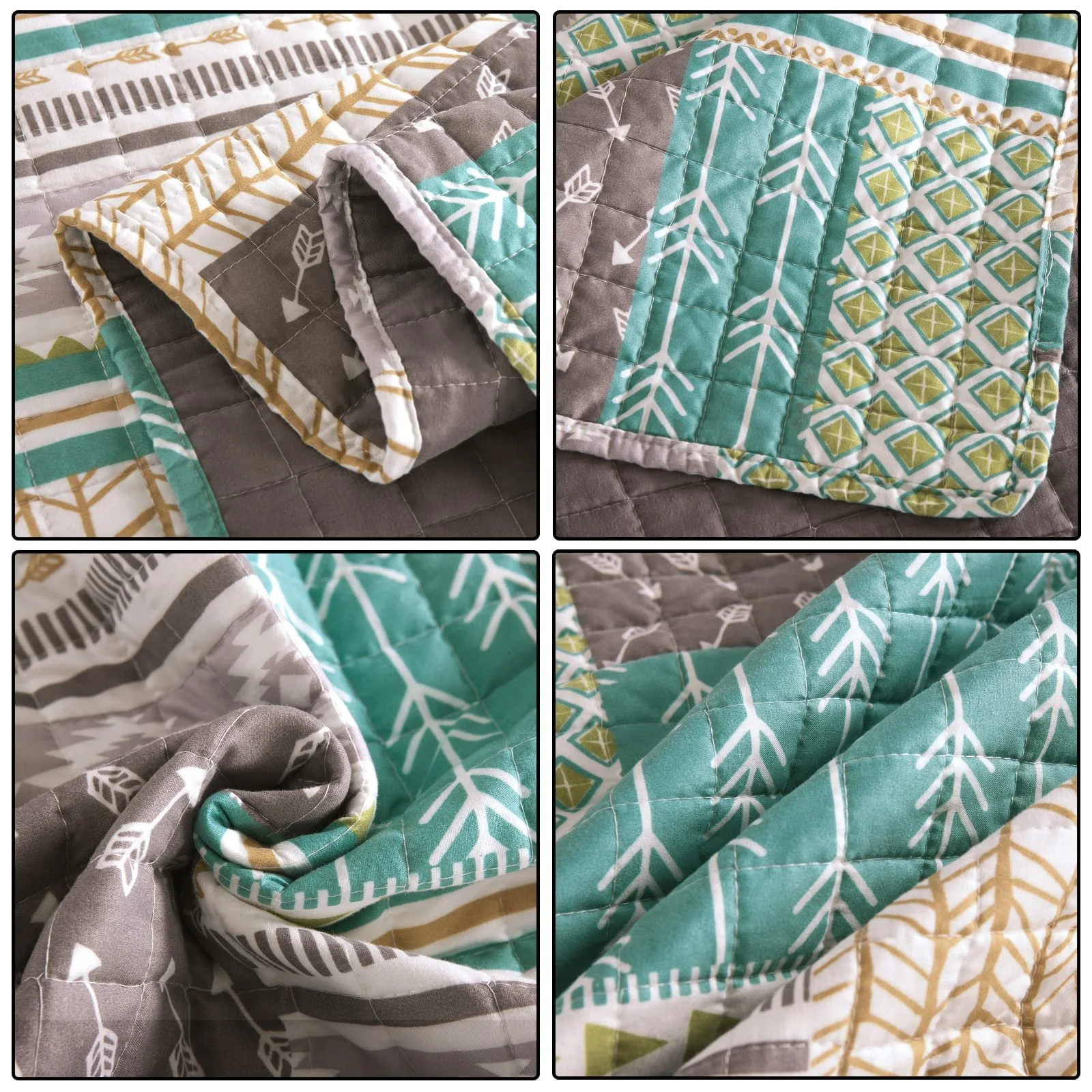 Покрывало WOLTU, 150 x 200 см, покрывало на кровать, клетчатое, стеганый узор, лоскутное одеяло, двухсторонний дизайн, покрывало, для односпальной кровати, на подкладке, фото №4