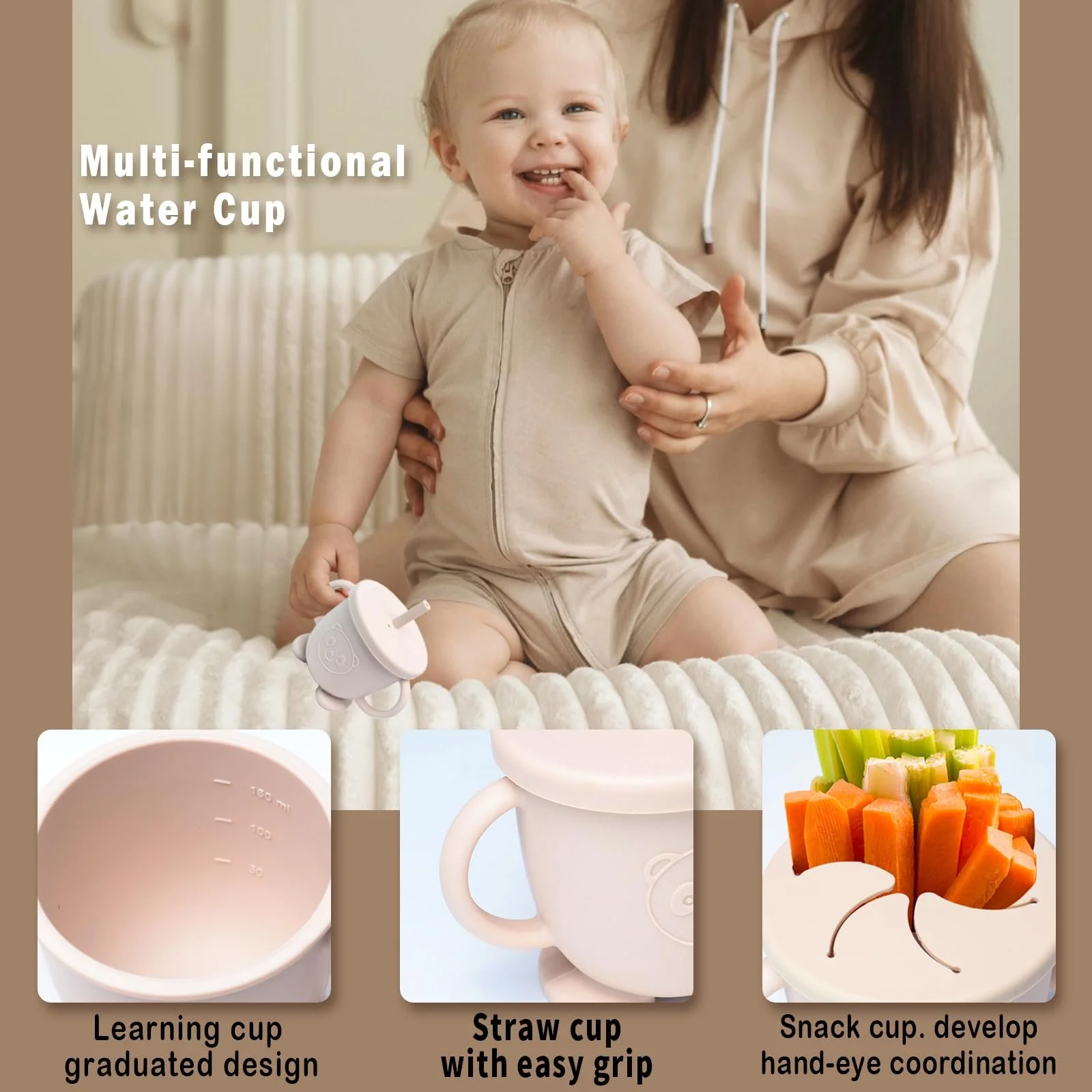 Набір дитячого посуду Kinyoda 10 предметів, силіконовий, нековзкий, з присоскою, з ложкою, виделкою, мискою, слинявчиком, чашкою, тарілкою, бежевий, фото №5 Набір дитячого посуду Kinyoda 10 предметів, силіконовий, нековзкий, з присоскою, з ложкою, виделкою, мискою, слинявчиком, чашкою, тарілкою, бежевий, фото №5