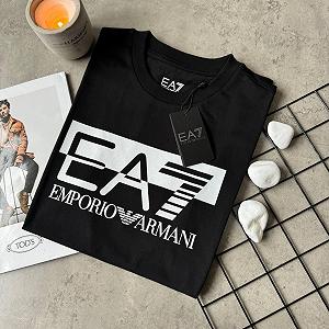 Мужская футболка черная Armani повседневная брендовая армани - Фото 1