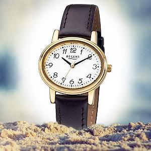 Женские наручные часы Regent Коллекция с кожаным ремешком D1URF577, коричневый ремешок synthetic.ua - Фото 1