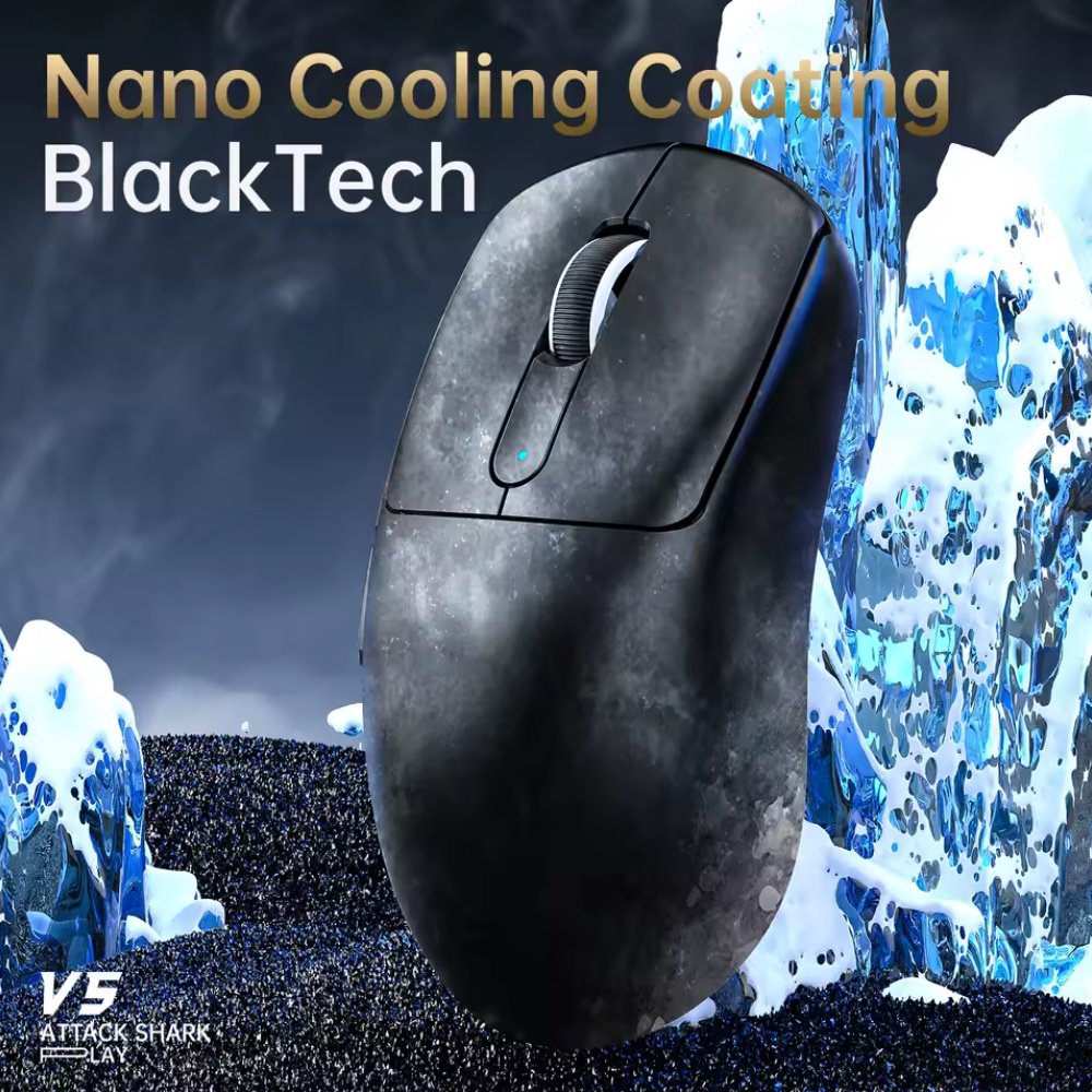Ігрова мишка Attack Shark V5 Black PAW3950MAX 42K DPI 8000Гц 750IPS 50G, фото №9