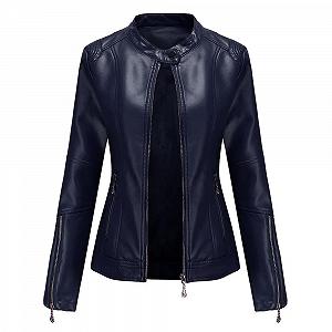 Кожаная куртка Dissa Slim Short C258N для женщин, искусственная кожа, стойка воротник, мотоциклетная куртка на молнии для весны и осени - Фото 1