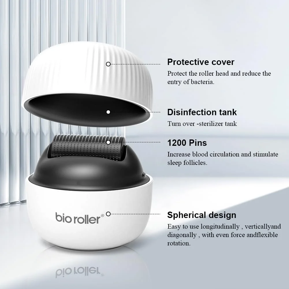 Дермаролер 0,5 мм, професійний мікронідлінг з 1200 справжніми титановими голками для волосся, обличчя, фото №3